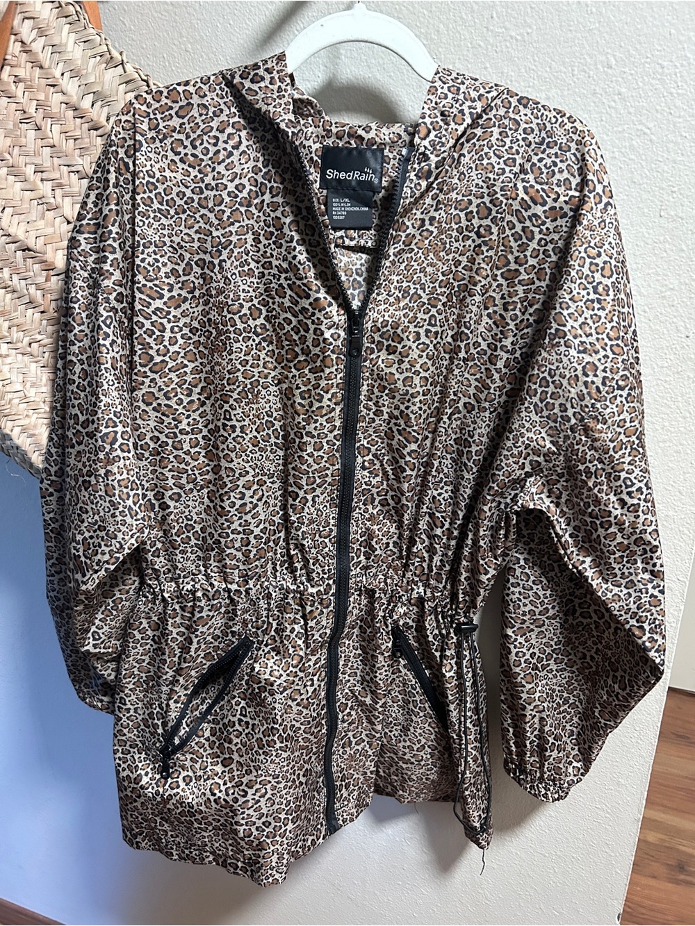 ShedRain Women's Leopard Print Hooded Rain Jacket - Brown